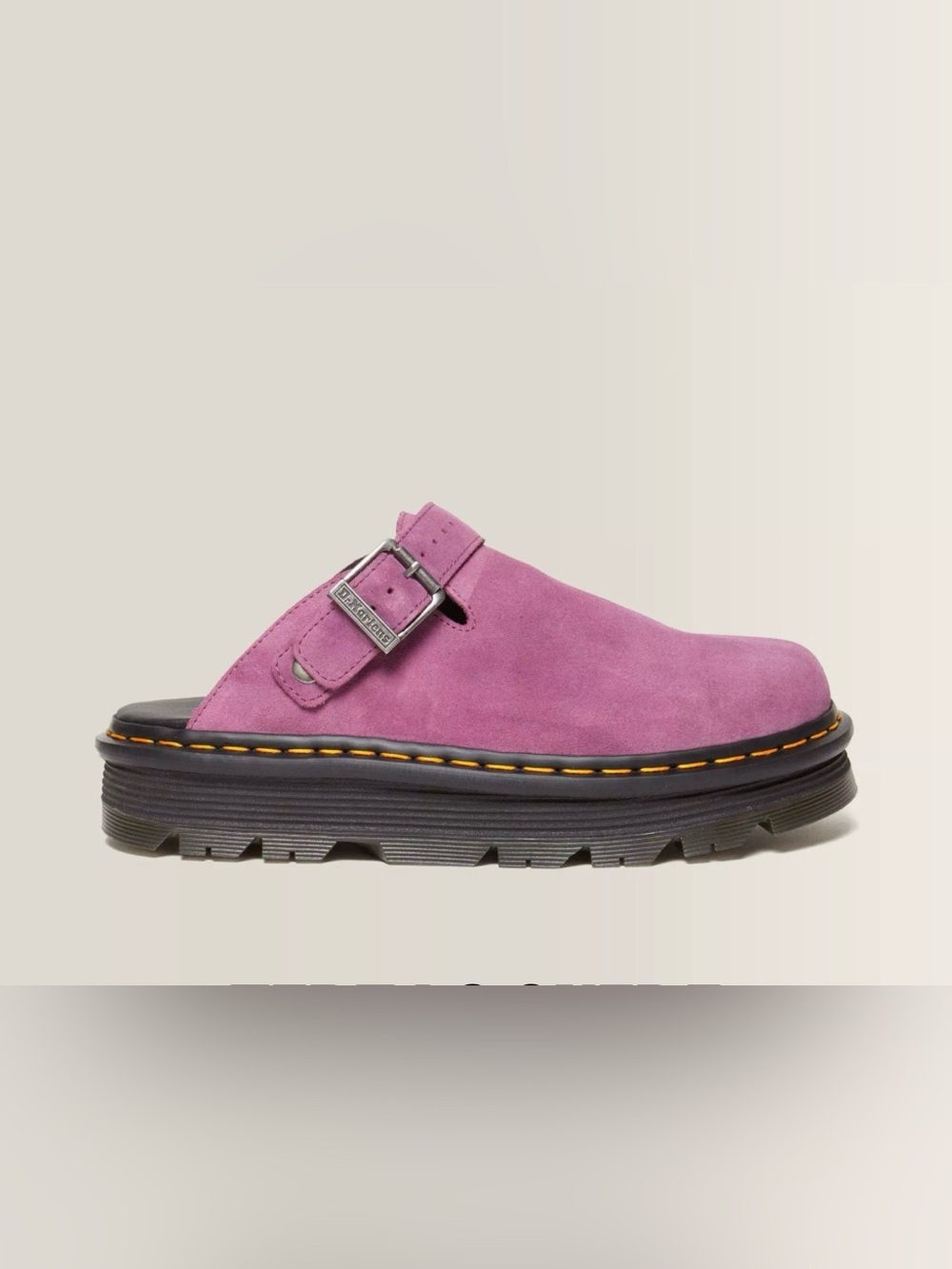 Dr. Martens Women's Pink Suede Buckle Clog